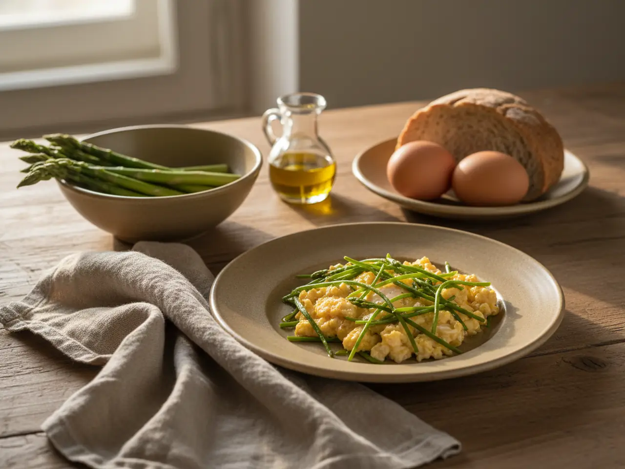 Agrellia (wild asparagus) with eggs